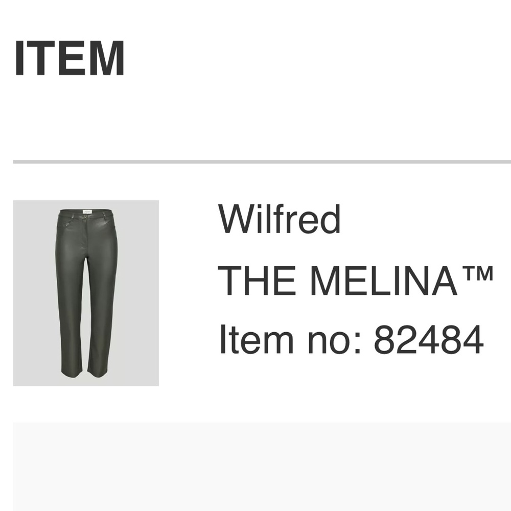 The Wilfred Melina faux leather pants in Argentique